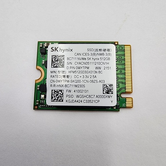 SK hynix Other - SK Hynix 512GB NVMe PCIe M2 2230 SSD BC711 30mm HFM512GD3GX013N